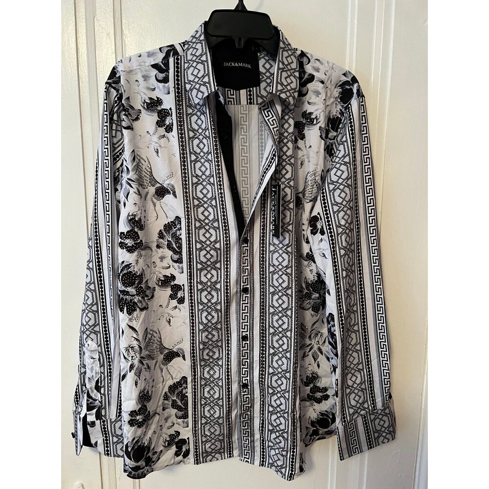 Black White Embellished Blouse with birds details Jack & Mark New with tags